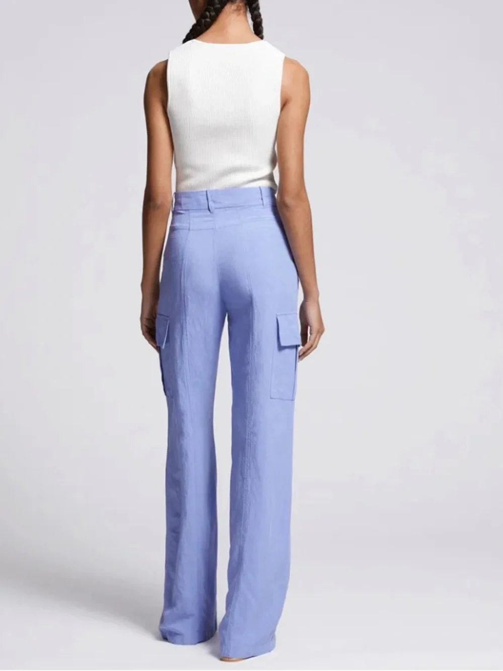 & Other Stories Wide-Leg Cargo Pants NWT Size 0 In Blue (Periwinkle/Purple) - Picture 4 of 13